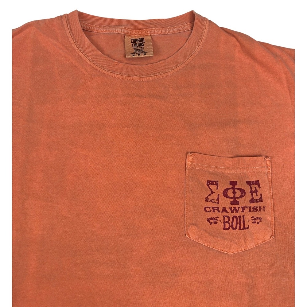 Comfort Colors Sigma Phi Epsilon UT Tennessee‎ Crawfish Boil Pocket Tee Orange M - Picture 5 of 7